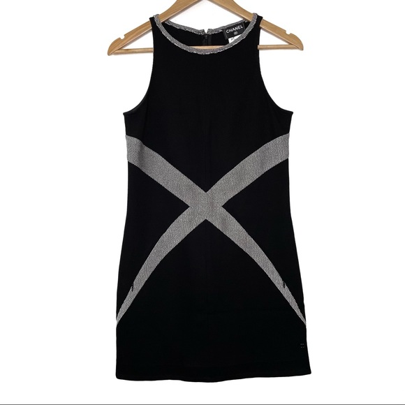 Chanel Black and Gray X Sleeveless High Crew Neck Knee Length Dress‎ Chanel 2013 - Picture 1 of 12